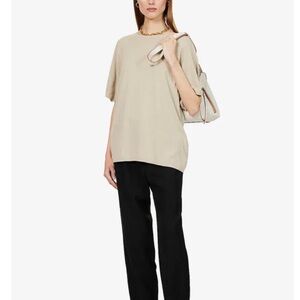 WOMEN’S TOTEME NEUTRAL BEIGE MULBERRY SILK KNIT OVERSIZED‎ TOP QUIET LUXURY EUC